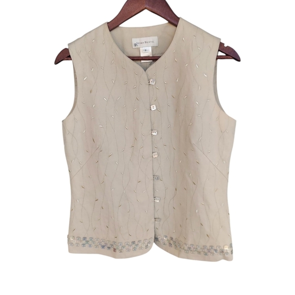 Susan Bristol Linen Blend Embroidered Vest - Picture 1 of 7